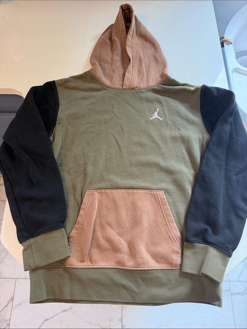 Jordan Olive, Tan & Black Colorblock Pullover Hoodie